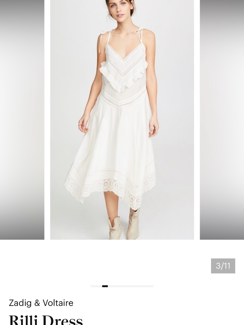 Zadig & Voltaire White Lace-Trim Midi Dress